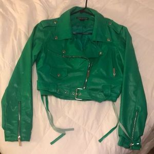 Woman’s Monarda Green Faux Leather Jacket size L